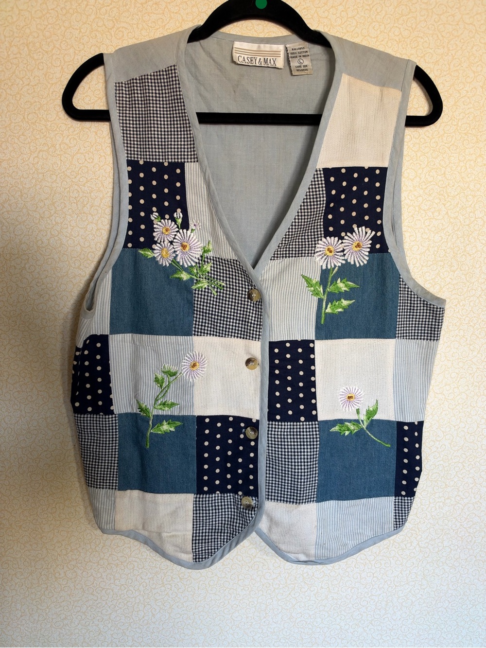 Casey & Max Women's Blue Patchwork Embroidered Tunic Vest